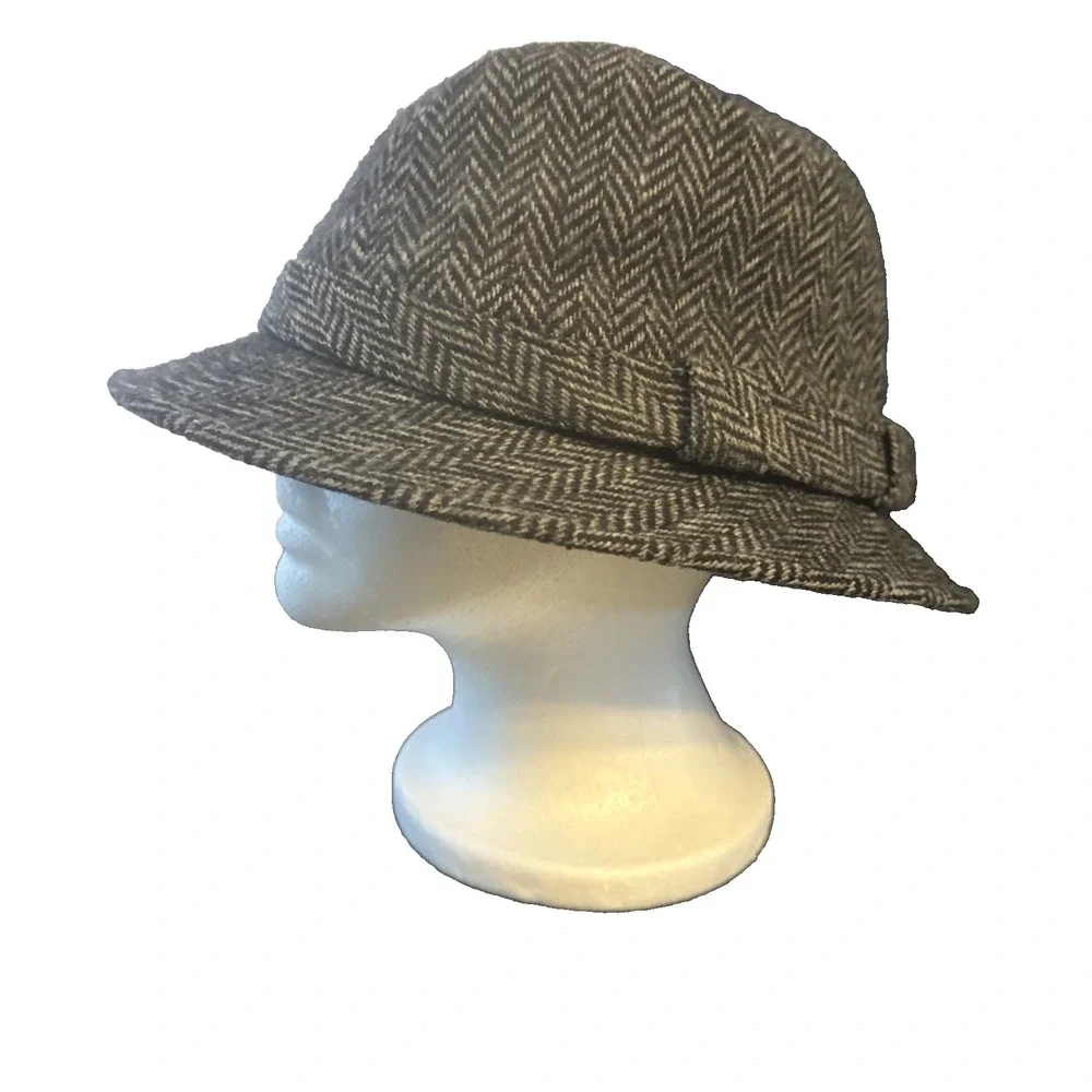 Vintage Dorfman Pacific‎ Scala Classico Grey Dress Medium Hat Wool Herringbone